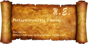 Matyasovszky Emese névjegykártya